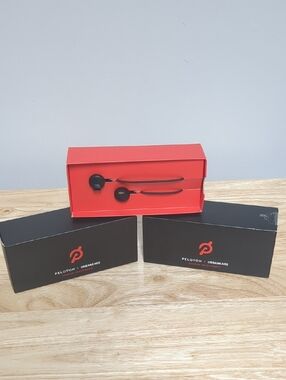 2 Peloton Black Earbuds with Red Presentation Box SET Of 2 Included